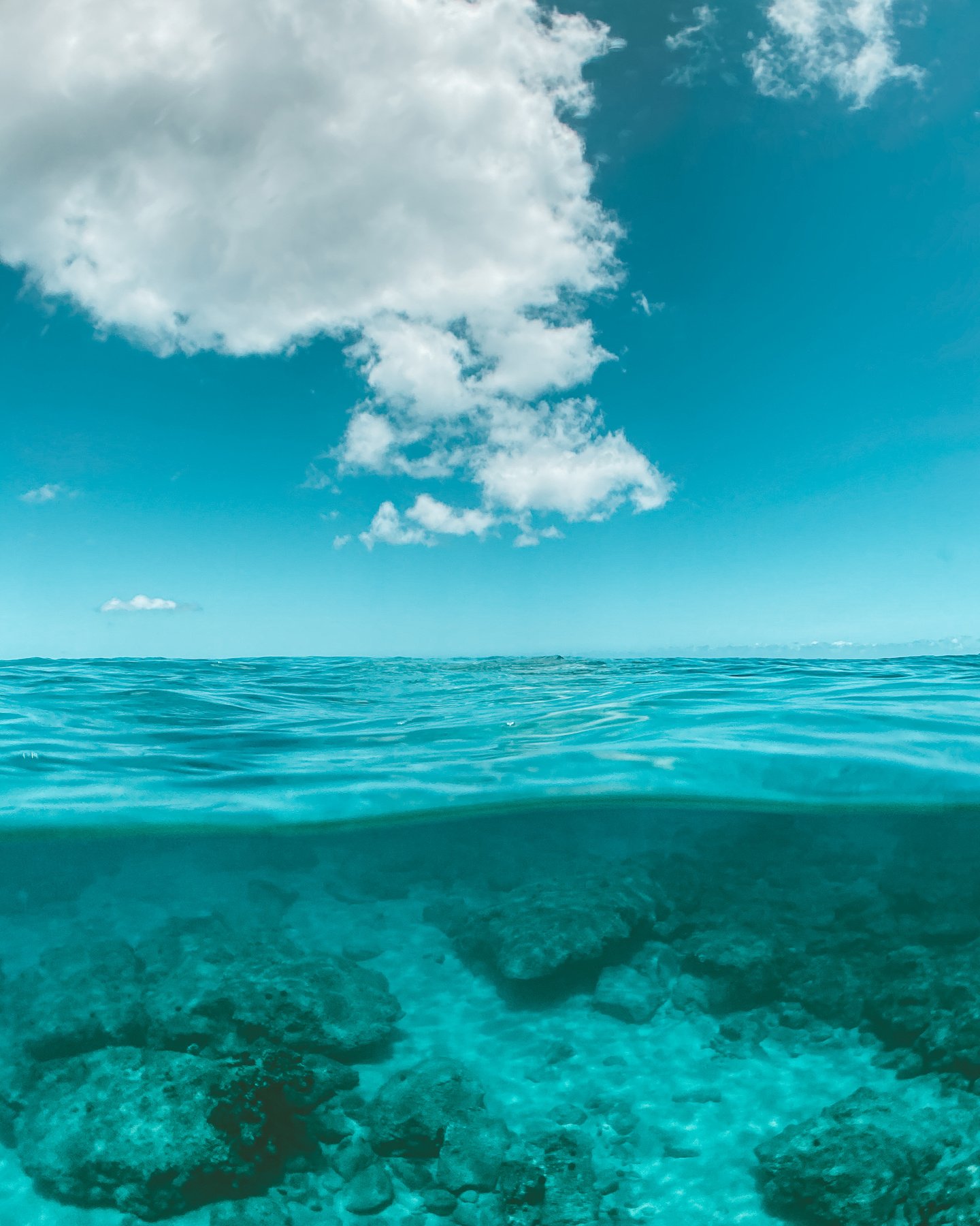 Blue Ocean Under Blue Sky and White Clouds